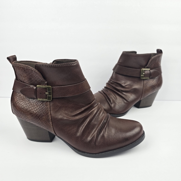BareTraps Shoes - Baretraps Rebel Block Heel Booties Brown Womens Size 10 Boots Shoes